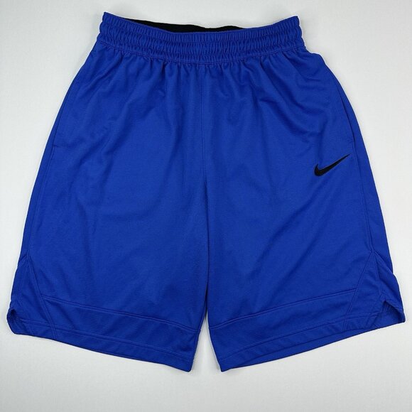 Nike Men's Blue Black Swoosh Dri-Fit Athletic Basketball Shorts Med/W27.2/L10.5 - Picture 1 of 13